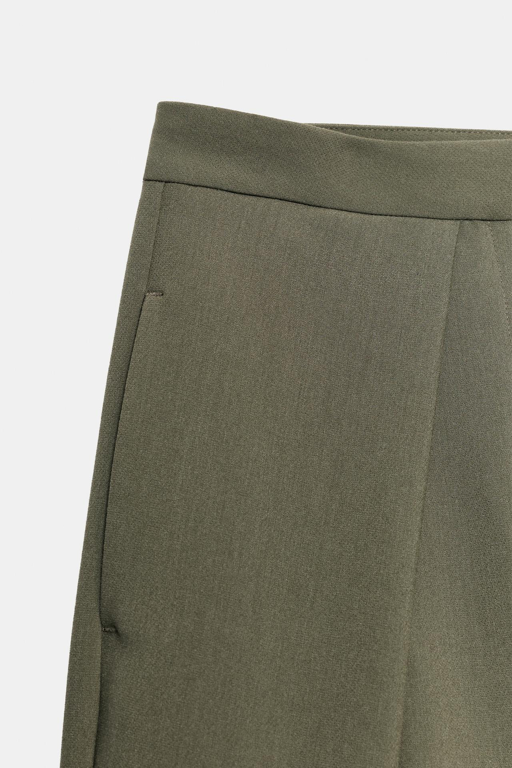 ZARA ШИРОКИЕ БРЮКИ СО СКЛАДКАМИ, ХАКИ