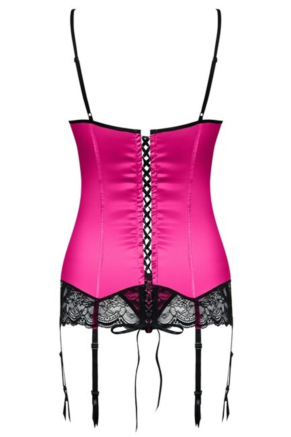 Малиновое ками на косточках с черным кружевом Roseberry Corset SM (42-44) (Цвет: малиновый, черный)