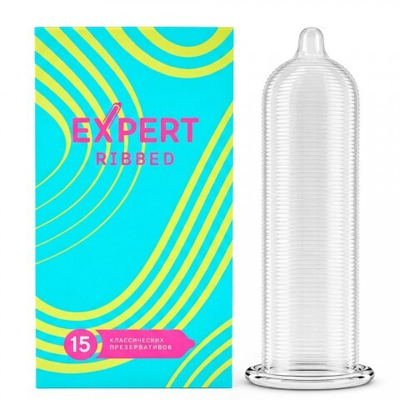 Презервативы EXPERT Ribbed, ребристые, 15 шт
