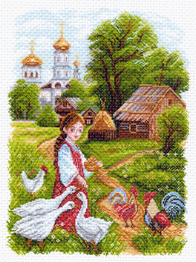 "На птичьем дворе"1552 канва с рисунком