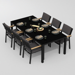 Обеденная группа Ideal Patio КАНА  БОНТА  каркас карбон, стол стекло 200, ткань антрацит