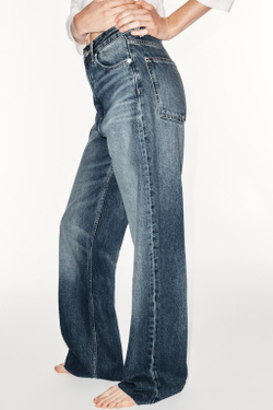 ZARA ДЖИНСЫ TRF WIDE-LEG С ВЫСОКОЙ ПОСАДКОЙ, СИНИЙ