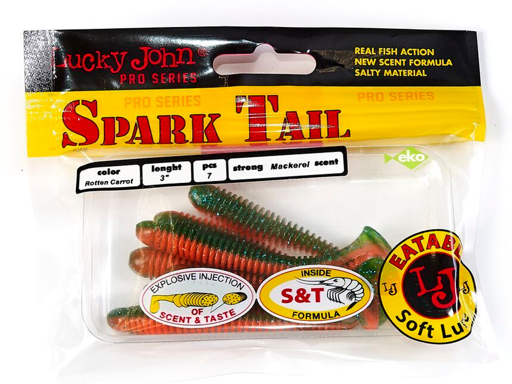 Виброхвосты съедобные LJ Pro Series Spark Tail 3,0in (7,6 см), цв. T56, 7 шт.