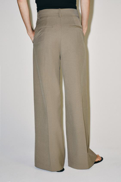 ZARA ШИРОКИЕ БРЮКИ — ZW COLLECTION, СЕРО-КОРИЧНЕВЫЙ