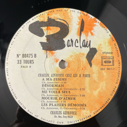 Винтажная виниловая пластинка LP Charles Aznavour Шарль Азнавур, Aznavour Chez Lui, A Paris (Франция 1973)