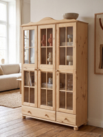 ЭКО шкаф-витрина Бритта, массив сосны (без химической обработки), 3 двери, 186х113х32, натуральный цвет