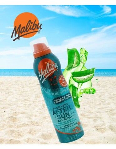 Malibu Гель-спрей после загара Алоэ Вера успокаивающий охлаждающий 175 мл (из Финляндии)