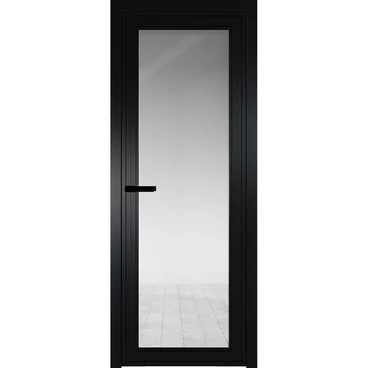Алюминиевая межкомнатная дверь AGP 1 чёрный матовый RAL 9005 стекло прозрачное