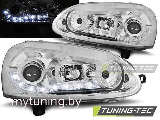 Передние фары VW Golf 5 daylight chrome