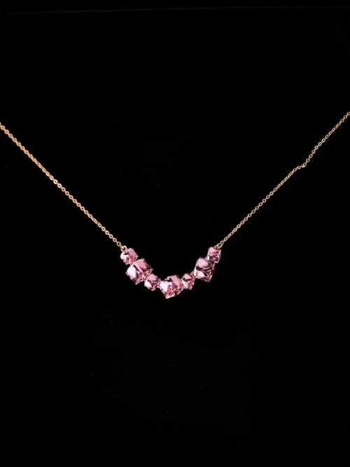 Колье дуга Мираж с розовыми кристаллами Swarovski