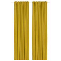 IKEA GINSTMOTT  (ИКЕА ГИНСТМОТТ)  -  Штора, 2 шт - жёлтая/на тесьме 145x300 см