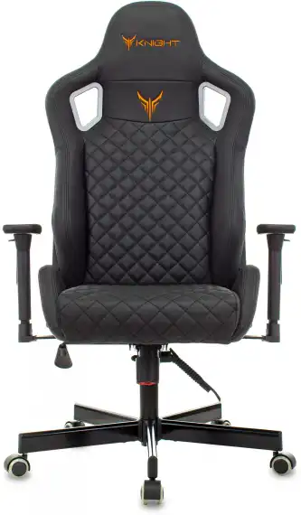 Кресло игровое Knight Outrider черный ромбик экокожа с подголов. крестов. металл