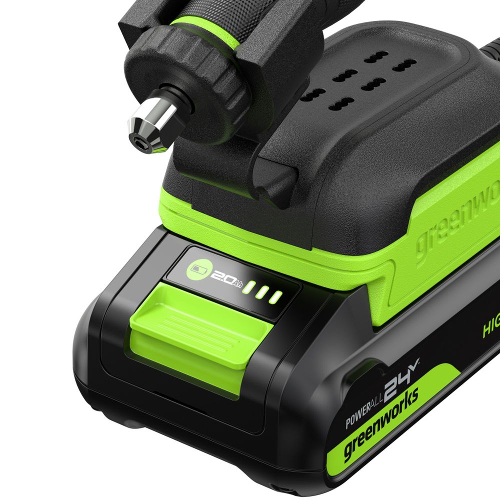 Гравер акк. Greenworks G24RT, 24V, б/щет, 6500–35000 об/мин, цанги 2,4/3,2мм, оснастка 52 шт,1х2Ач,ЗУ,сумка,кор (3200807CUA)