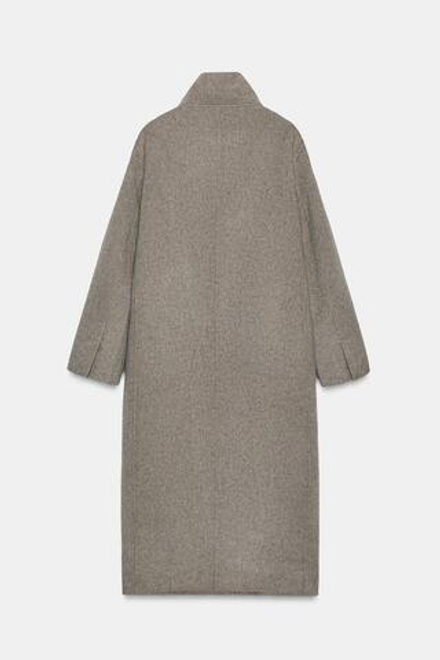 ZARA ДЛИННОЕ ШЕРСТЯНОЕ ПАЛЬТО — ZW COLLECTION, СЕРЫЙ МЕЛАНЖ