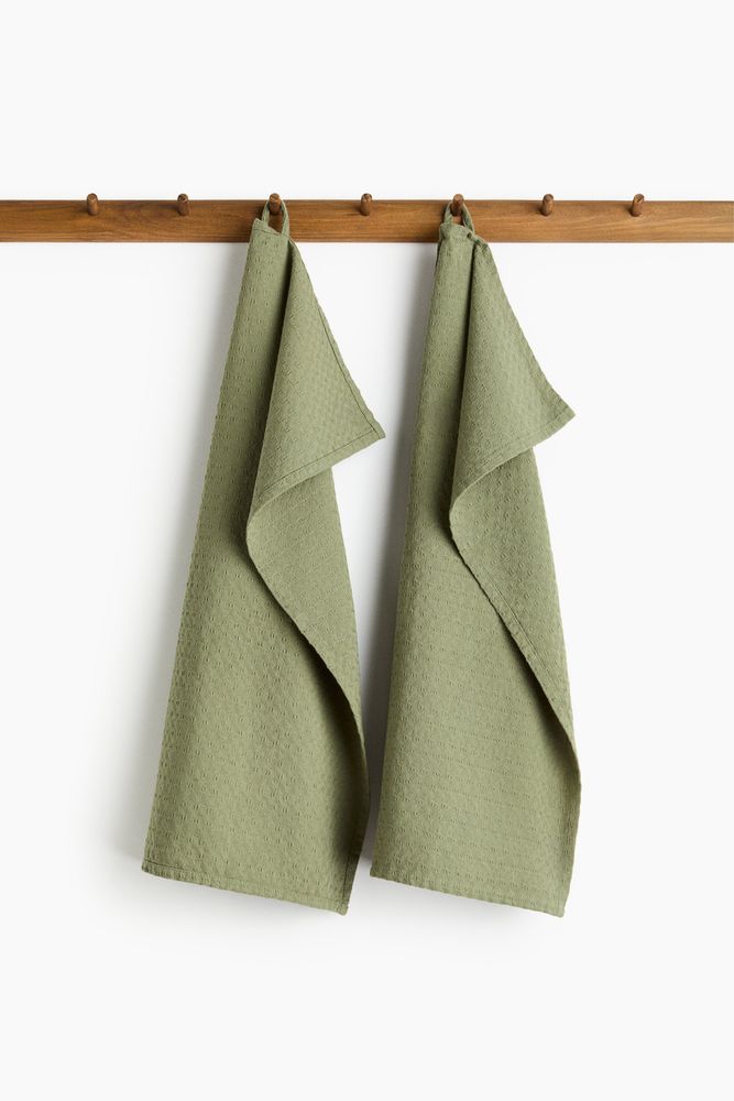 H&amp;M HOME НАБОР КУХОННЫХ ПОЛОТЕНЕЦ ( 2 ШТ.), ЗЕЛЕНЫЙ