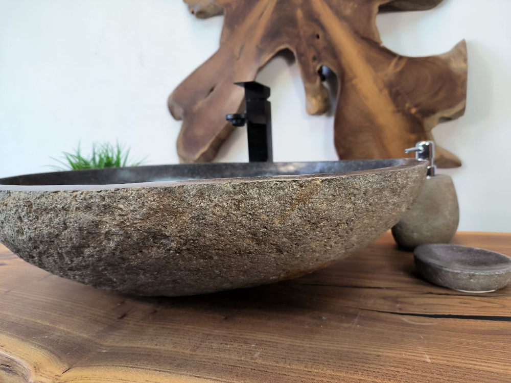 Раковина из речного камня RS-65799 61х46х15 из натурального камня