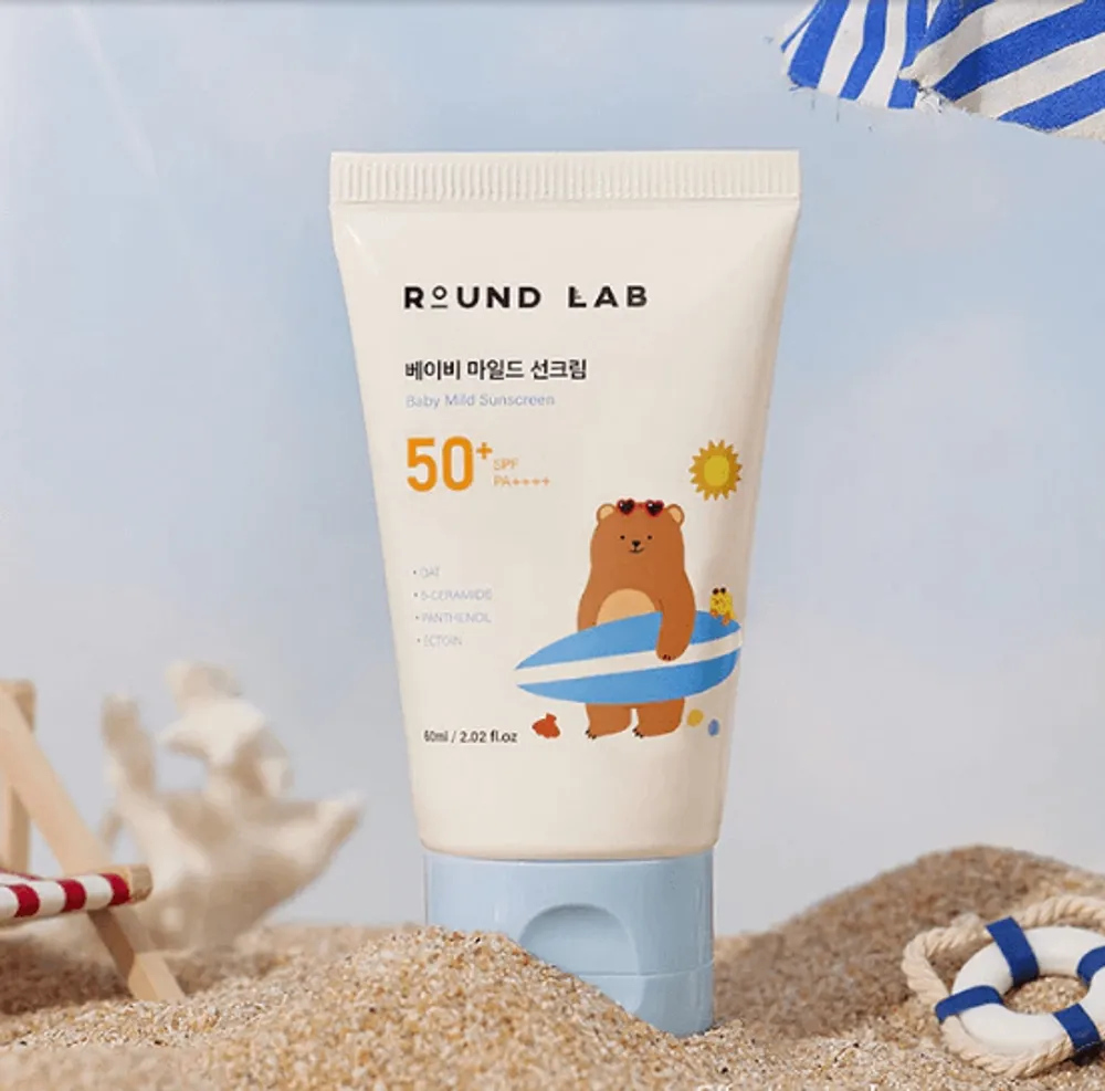 Детский солнцезащитный крем для чувствительной кожи Round Lab Baby Mild Sunscreen SPF50+ PA++++  60 мл