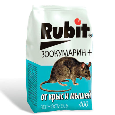 Средство от крыс и мышей зерновая смесь ЗООКУМАРИН+ 400г (25) Рубит