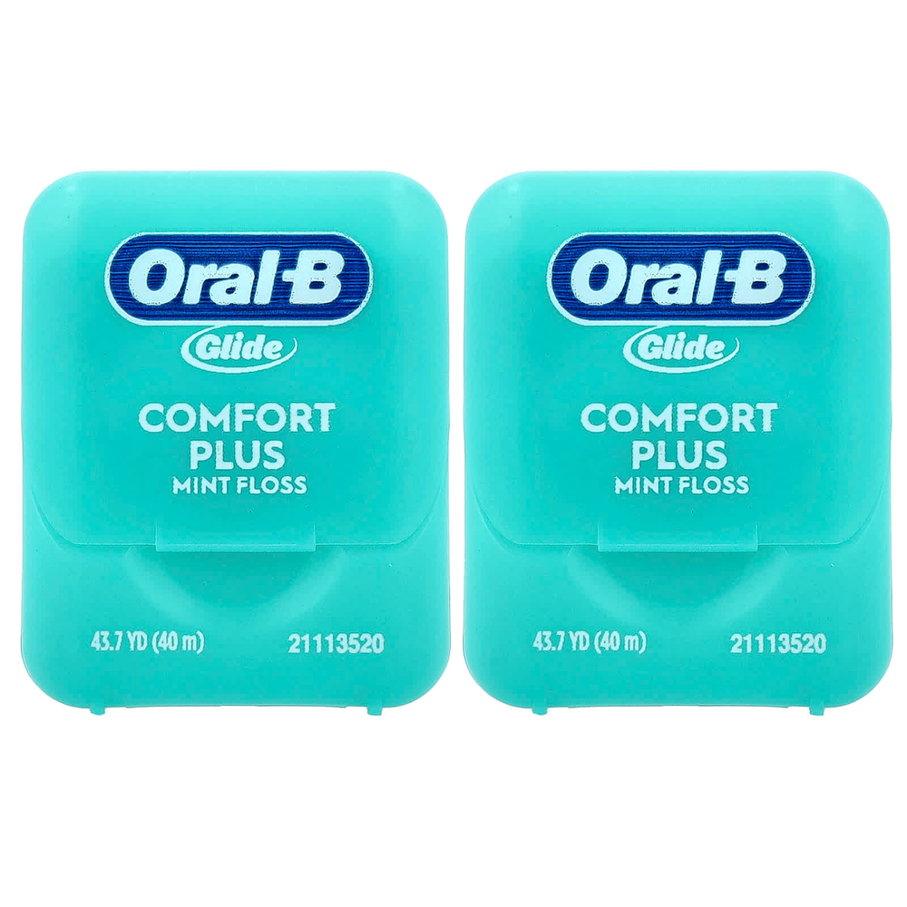Oral-B, Glide Floss, Pro Health, комфорт плюс, мятный вкус, 2 тюбика по 40 м (43,7 ярда)