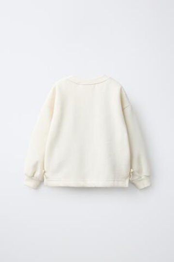 ZARA ТОЛСТОВКА С ТРИКОТАЖНЫМИ ЦВЕТАМИ, ЭКРЮ