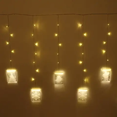 Гирлянда для дома БАХРОМА ш2,0м* в90/70см 36 ламп LED «3D Новый год»,8 реж., с пультом Д/У, IP-20, Теплый белый (USB)