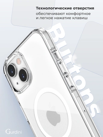 Чехол накладка iPhone 15 Plus 6.7" Gurdini Alba Series Protective with Magsafe Clear