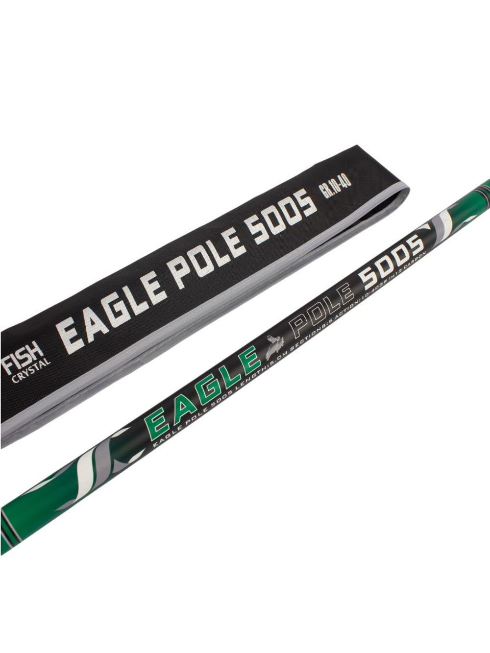 Удилище телескопическое без колец (маховое) "EAGLE POLE" FISH CRYSTAL , длина 5 м (тест 10-40гр) CARBON 40T