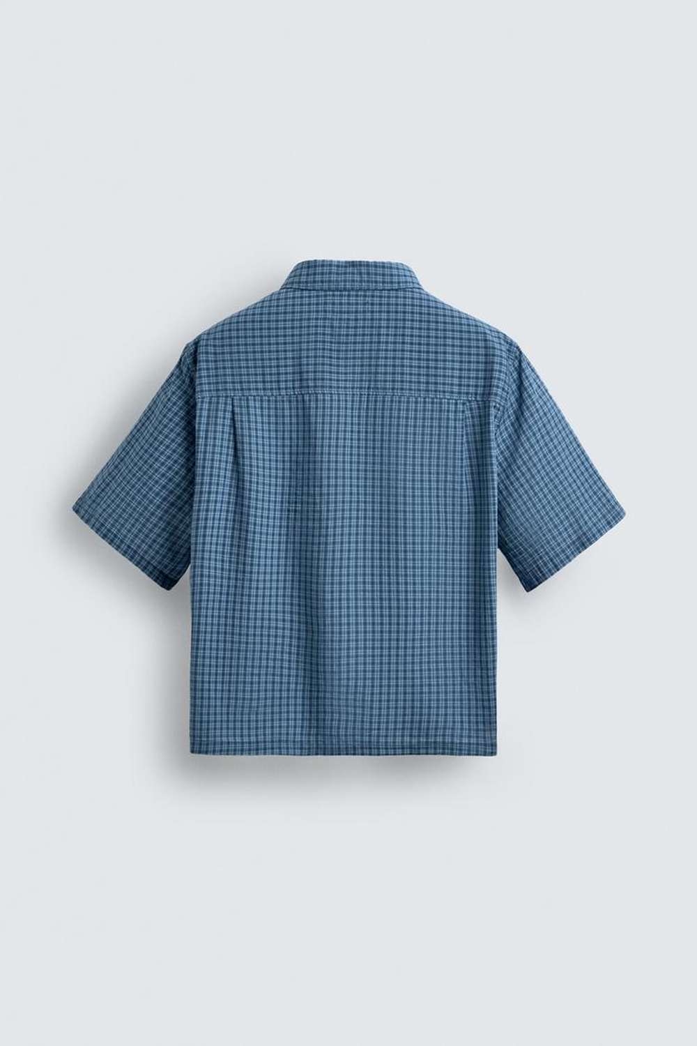 ZARA РУБАШКА В КЛЕТКУ BOXY FIT, СИНИЙ