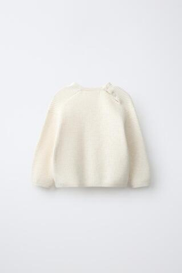 ZARA ДЖЕМПЕР ИЗ ФАКТУРНОГО ТРИКОТАЖА С ВЫШИВКОЙ, СВЕТЛО-БЕЖЕВЫЙ
