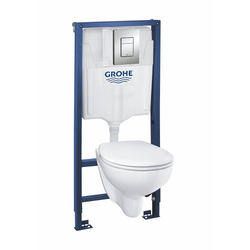 Комплект инсталляции  с подвесным унитазом безободковым Grohe BauCeramic  5 в 1 с крышкой с микролифтом  39586000