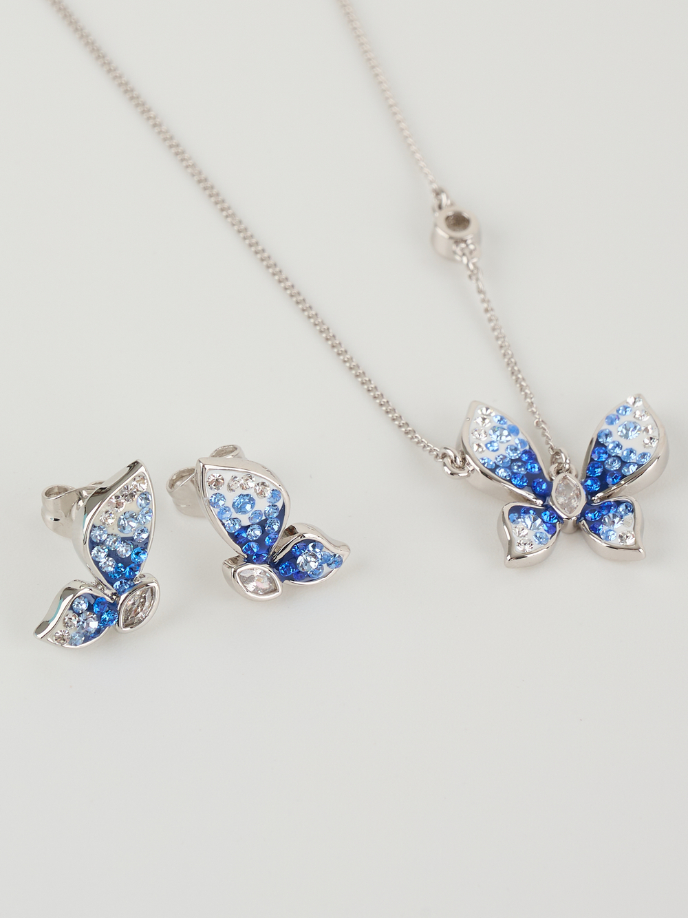 Серьги Голубая бабочка с кристаллами Swarovski