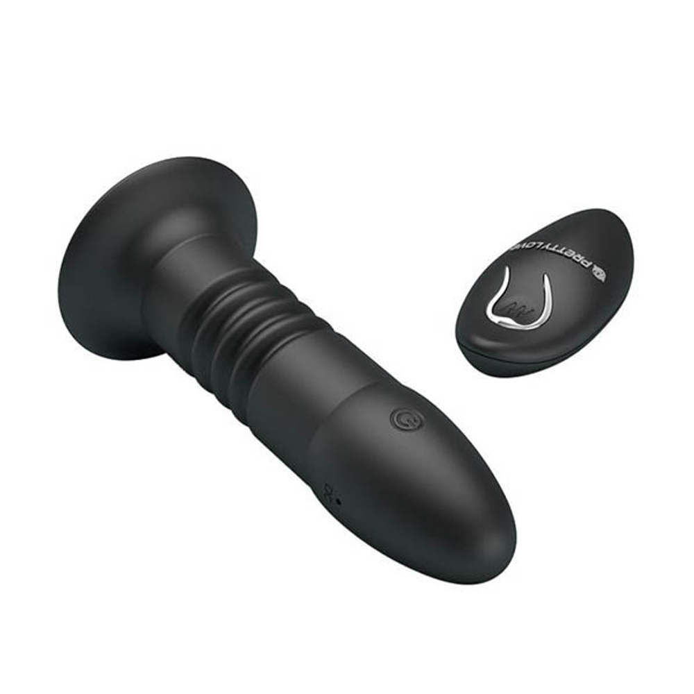 Черный анальный вибростимулятор 13,8см с пультом ДУ Pretty Love Magic Jingers BI-014595W-0803