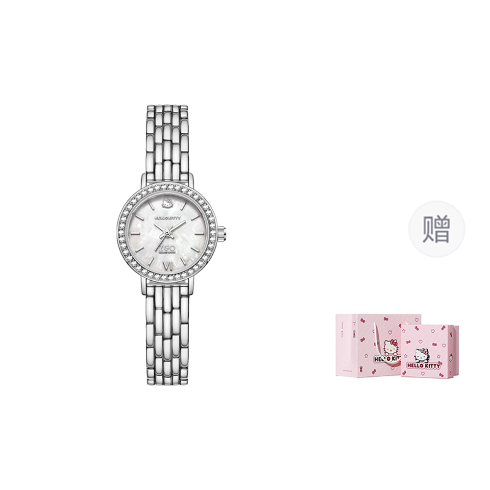 Zgo Sanrio Co branded Quartz Movement Alloy Strap Watch Women"s Watch Mother of Pearl Color Watch Dial