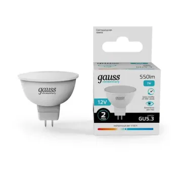 Лампа MR16 12V 7W 550lm 4100K GU5.3 LED 11527 Elementary Gauss