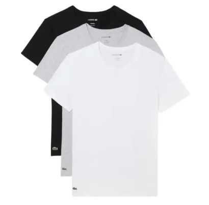 Теннисная футболка Lacoste Slim Fit Loungewear 3-Pack - white/grey/black