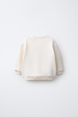 ZARA ТОЛСТОВКА С ВЫШИВКОЙ WINNIE THE POOH © DISNEY, СВЕТЛЫЙ ЭКРЮ