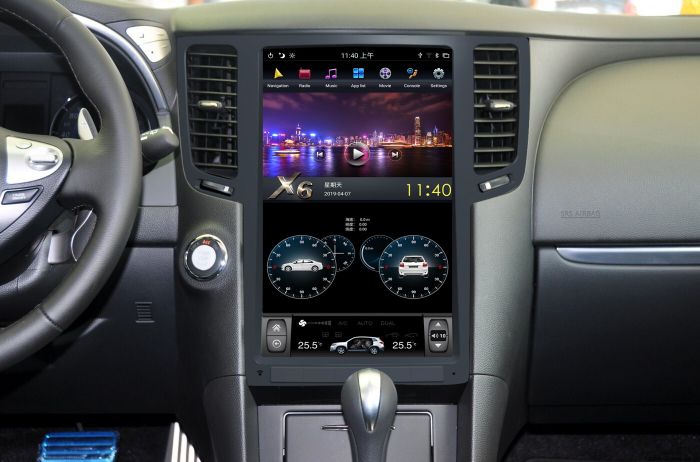 Магнитола для Infiniti G35, G25, G37 2006-2013 - Kuberg ZF-1820-Q6 в стиле "Тесла" монитор 13.6" на Android 11, CarPlay, 4G SIM-слот