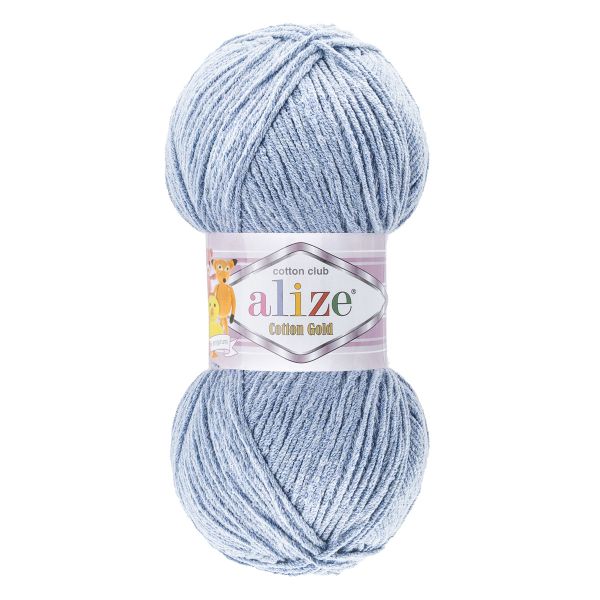 Пряжа Alize (Ализе) Cotton Gold / уп.5 мот. по 100 г, 330м, 481 ледяной голубой