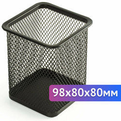BRAUBERG Подставка-органайзер BRAUBERG "Germanium", металлическая, квадр. основан, 98х80х80мм, черная, 231938
