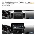 Магнитола для Toyota Land Cruiser Prado 120 без JBL - Teyes LUX ONE 360 монитор 12.3" на Android 10, Быстрая, CarPlay, 4G SIM-слот, 4 камеры в комплекте