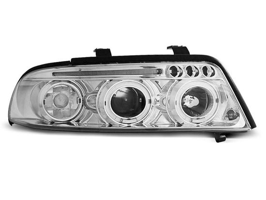 Передние фары Audi A4 B5 angel eyes chrome