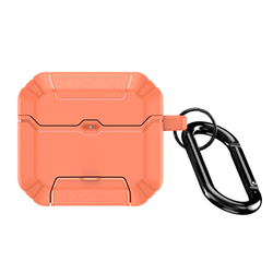 Чехол оранжевого цвета для наушников AirPods 4, серия PECS Series (с карабином и подставкой) от Dux Ducis