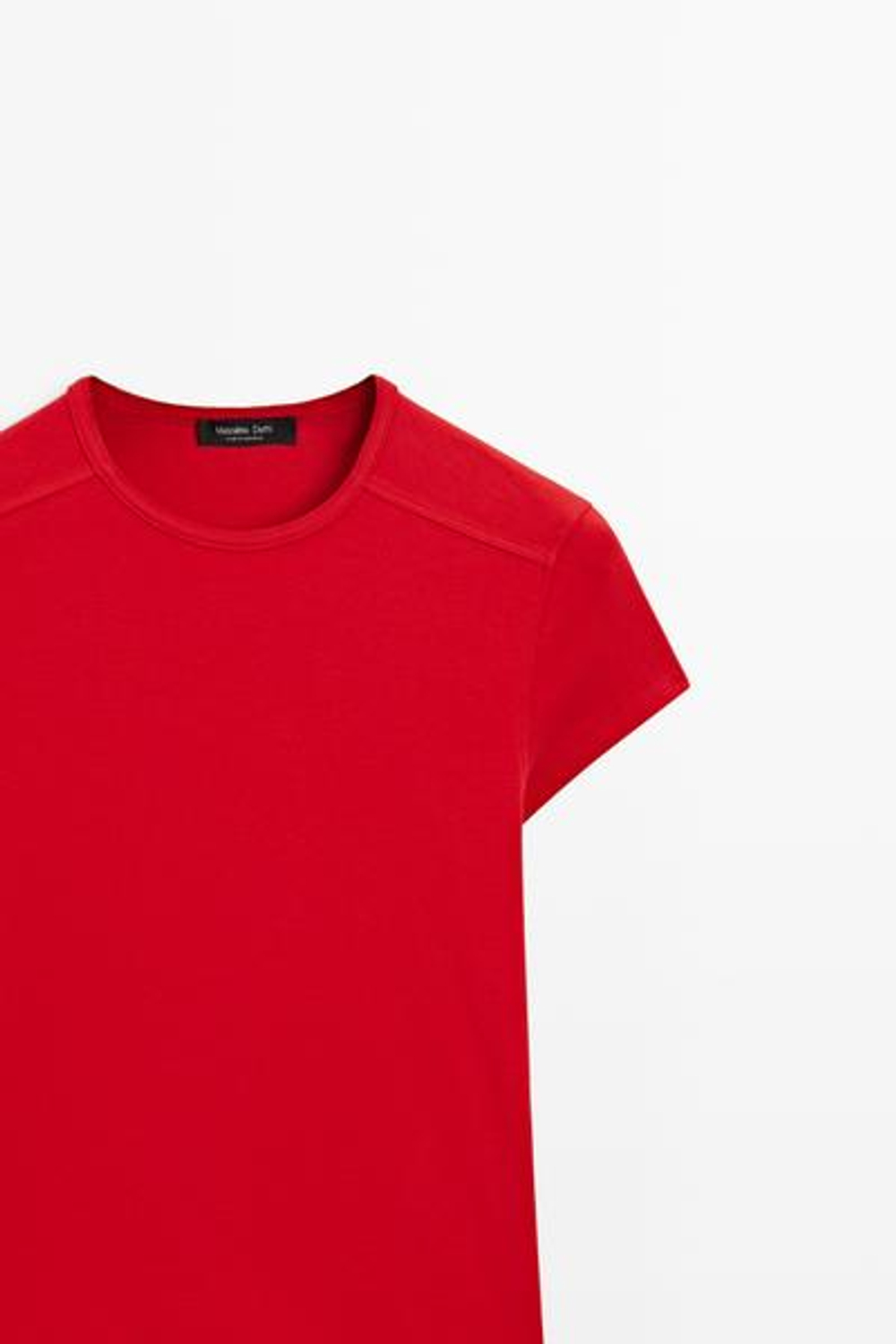 Massimo Dutti Футболка с коротким рукавом из смесовой хлопковой ткани, красный