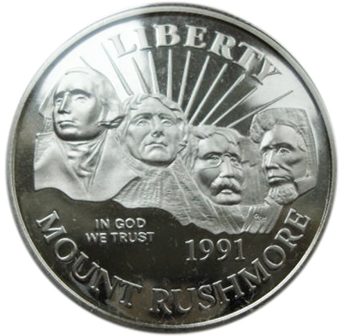 50 центов 1/2 доллара 1991 Национальный мемориал Рашмор 50 лет Гора. США. PROOF