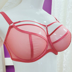 Коралловый бюстгальтер на косточках plus size с декоративными бретелями (Размер: 80J) (Цвет: коралловый)