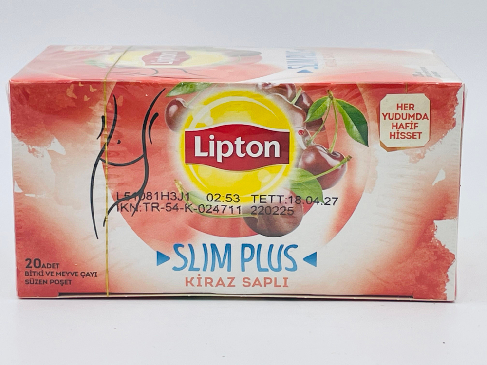 Lipton Slim Plus Чай травяной, фруктовый с вишней, 20 пакетиков, 36 г (Турция)
