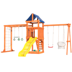 Детская площадка Fun Land с сеткой, рукоходом, качелями и плетенным креслом