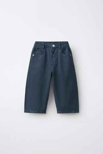 ZARA БРЮКИ BAGGY ИЗ ТВИЛА, МОРСКОЙ СИНИЙ
