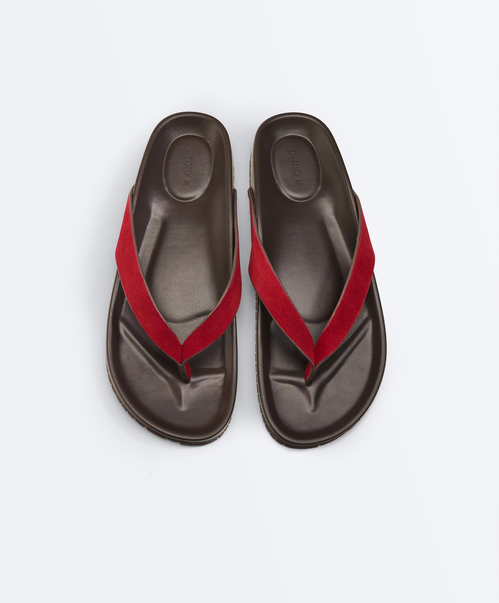 OYSHO Кожаные сандалии, красный