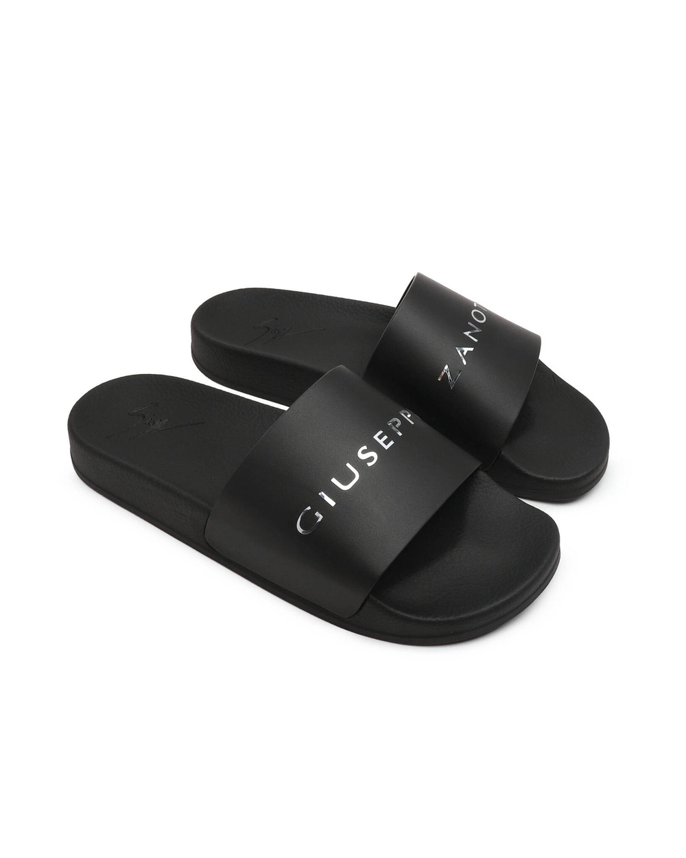 Шлепанцы кожаные slogan Giuseppe Zanotti - черный(RS30028)
